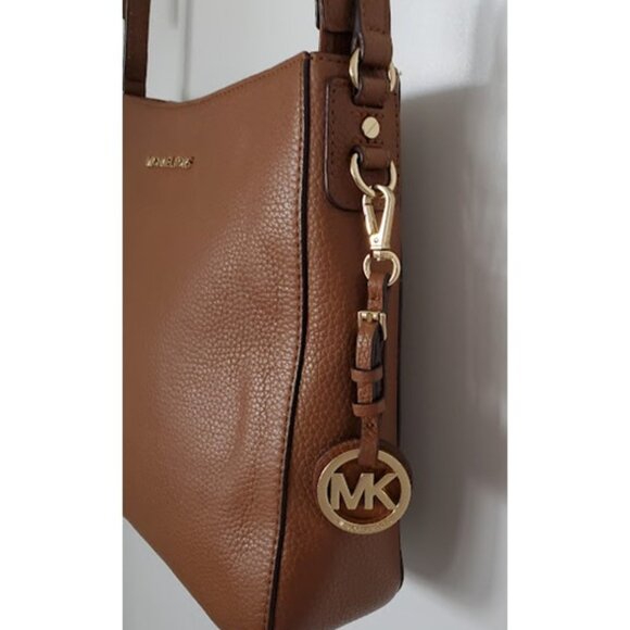 Michael Kors Timeless Saffiano Tan Leather Crossbody Messenger Bag Zip Closure - Picture 7 of 13
